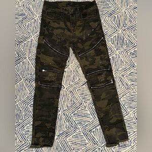 Zara Camo Moto Jeans